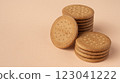 Marie biscuits on pink beige background. 123041222