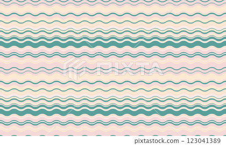 Seamless pastel wavy stripes pattern.  Perfect for textile design, website backgrounds, packaging, and more.  Soft, calming colors create a soothing and stylish aesthetic. 123041389