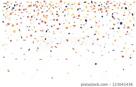 Faling confetti for festival background, birthday party invitation, carnival celebrate, glamour concert. Shiny colourful flying particle. Magic mosaic effect, romantic ceremony vibrant ornament. 123041436