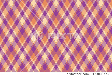 Argyle pattern of geometric rhombus. Harlequin check wallpaper design. Classic diamond shaped textile material for web background, print fabric clothing, sweater, wrapping paper, gift card, invitation 123041442