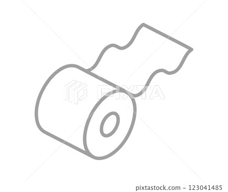 Simple, modern line art illustration of a roll of paper with a section unfurling. 123041485