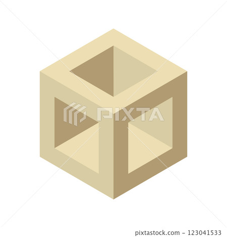 Cube logo, geometric vector design. Box logotype company, trendy techno emblem in isometric 3D style. 123041533