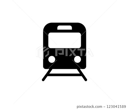 Simple yet striking black icon of a train on tracks. Perfect for apps, websites, or infographics needing a clean, modern transportation symbol. Simple yet striking black icon of a train on tracks. Perfect for apps, websites, or infographics needing a clean, modern transportation symbol. 123041589
