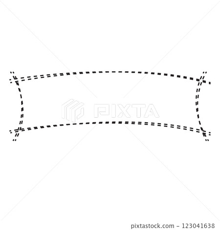 Hand drawn decorative banner frame with a dashed outline, for vintage designs labels, announcements, or creative graphic design projects. Vector illustration 123041638