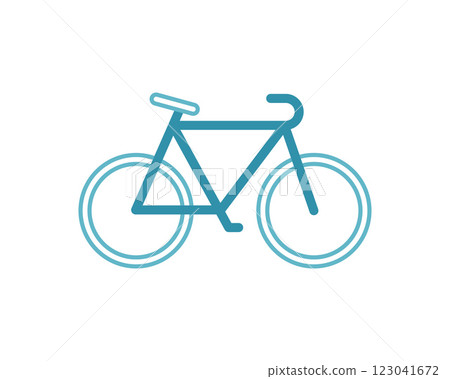 Simple, stylish bicycle icon in teal. Perfect for websites, apps, or presentations needing a clean, modern design.  Versatile illustration for travel, health, or transportation concepts. 123041672