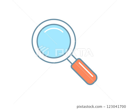 Clean, modern magnifying glass icon.  Perfect for websites, apps, or presentations needing a search, explore, or discovery element.  Versatile design suitable for various projects. 123041700
