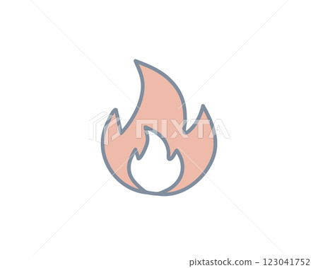 Simple, stylish flame icon in muted pink and gray. Perfect for app design, website UI, or as a graphic element for presentations on heat, energy, or passion. Versatile and modern aesthetic. Simple, stylish flame icon in muted pink and gray. Perfect for app design, website UI, or as a graphic element for presentations on heat, energy, or passion. Versatile and modern aesthetic. 123041752