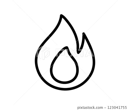 Bold, minimalist line art depicting a flame. Perfect for web design, app icons, or infographics needing a simple, impactful fire symbol. Versatile and easily adaptable to various design styles. Bold, minimalist line art depicting a flame. Perfect for web design, app icons, or infographics needing a simple, impactful fire symbol. Versatile and easily adaptable to various design styles. 123041755