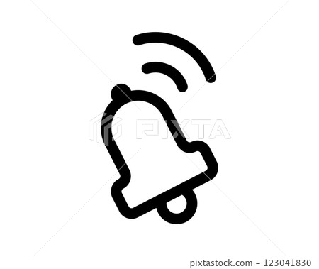 Bold black outline bell icon, digitally rendered, signaling notification or alert. Perfect for app interfaces, websites, or presentations needing a modern, clean aesthetic. Bold black outline bell icon, digitally rendered, signaling notification or alert. Perfect for app interfaces, websites, or presentations needing a modern, clean aesthetic. 123041830