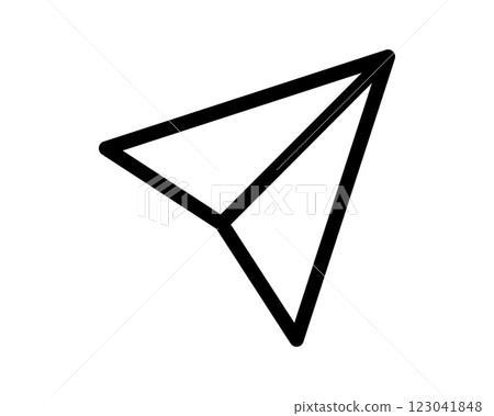 Bold, minimalist icon of a paper airplane.  Perfect for websites, apps, and presentations needing a clean, modern design representing sending, travel, or communication. 123041848