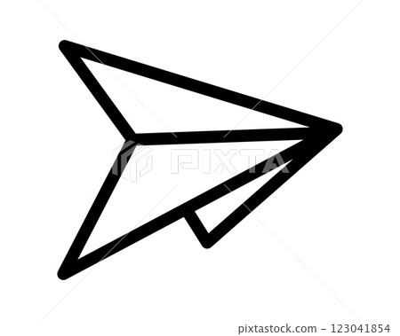 Bold, minimalist paper airplane icon. Perfect for website design, app interfaces, presentations, or any project needing a simple, modern flight or send concept. 123041854