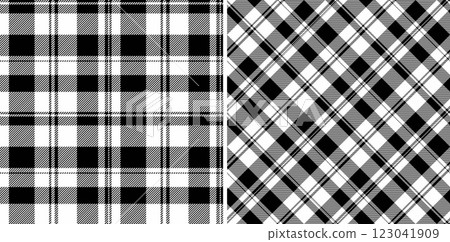 Pattern tartan fabric of check vector plaid with a texture background seamless textile. Set in monochrome colors for design wrapping paper sheets. 123041909