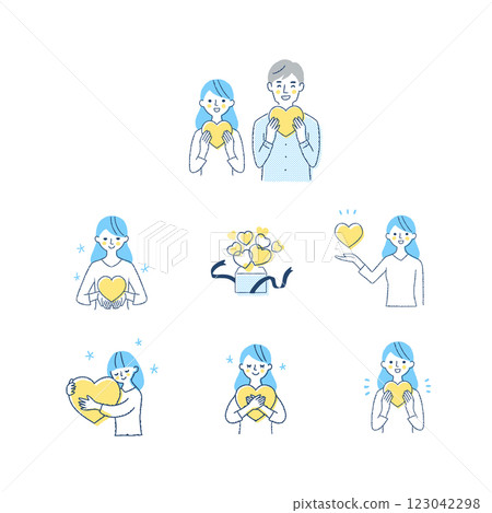 夫婦和女人抱著心 123042298