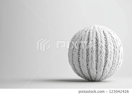 A knitted sphere on a white surface 123042426