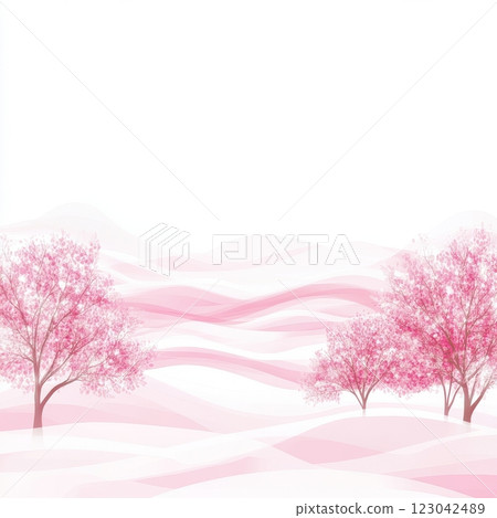 Cherry trees pink landscape scene Cherry trees pink landscape scene 123042489