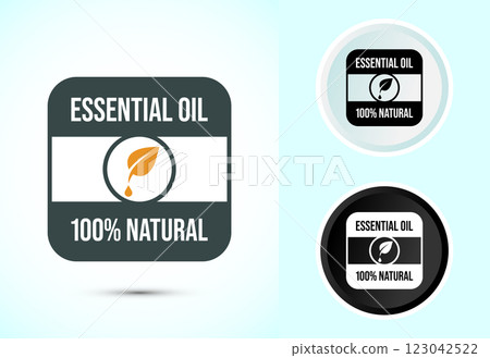 Essential oil icon design illustration, 100 percent essential oil icon for product certificate tag 123042522