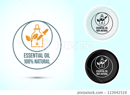 Essential oil icon design illustration, 100 percent essential oil icon for product certificate tag 123042528