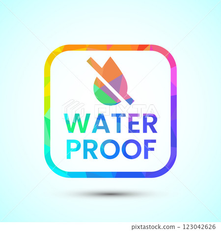 Waterproof icon design illustration, water resistant signs, liquid proof protection, low poly style Waterproof icon design illustration, water resistant signs, liquid proof protection, low poly style 123042626