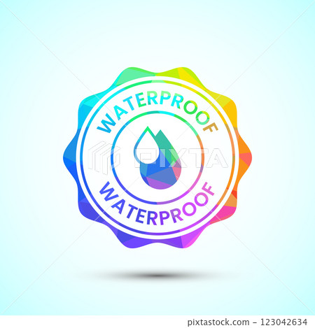 Waterproof icon design illustration, water resistant signs, liquid proof protection, low poly style 123042634