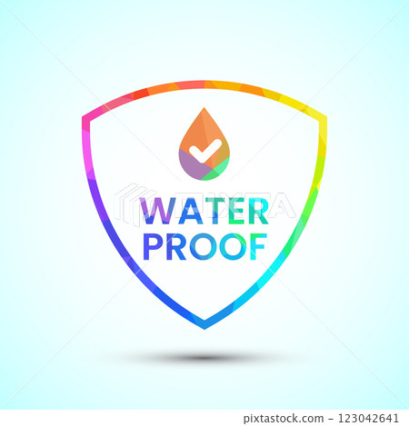 Waterproof icon design illustration, water resistant signs, liquid proof protection, low poly style Waterproof icon design illustration, water resistant signs, liquid proof protection, low poly style 123042641