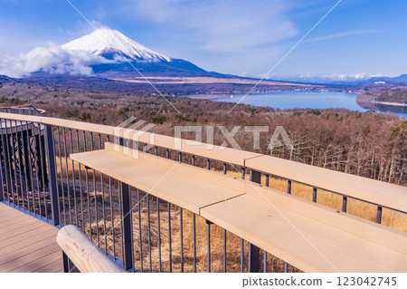 [Yamanashi Prefecture] View of Mt. Fuji from the newly renovated Myojinyama Panorama Deck 123042745