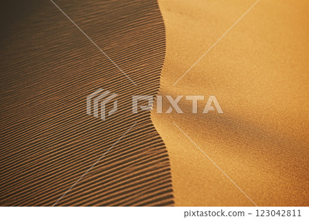 Sand on top of a dune in sunset light, smooth and rough surface Sand on top of a dune in sunset light, smooth and rough surface 123042811