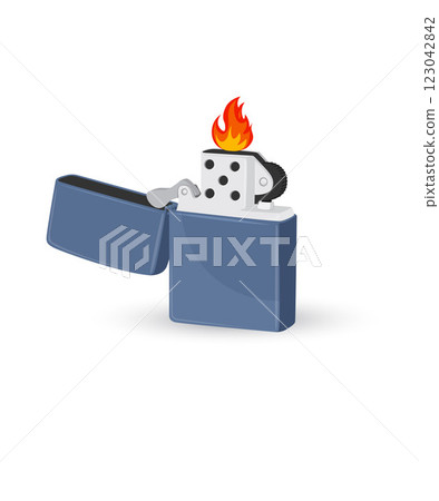 Metal pocket classic petrol igniter isolated on white background 123042842