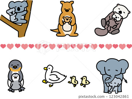 動物親子插圖集 123042861