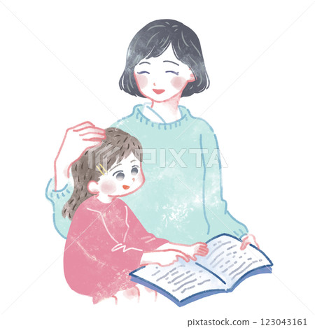 Parents and children reading books together Parents and children reading books together 123043161