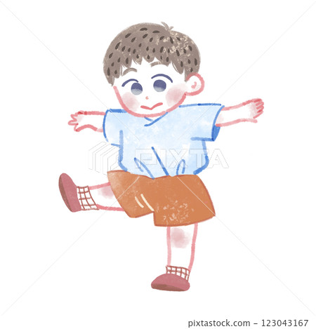 一個孩子快樂地行走 123043167