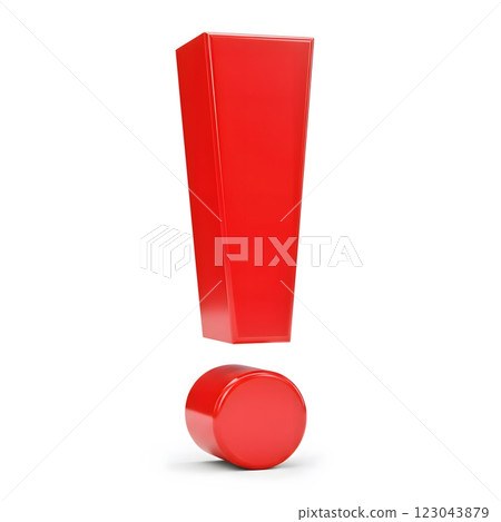 3D Red Exclamation Mark Symbol Isolated on White Background 3D Red Exclamation Mark Symbol Isolated on White Background 123043879