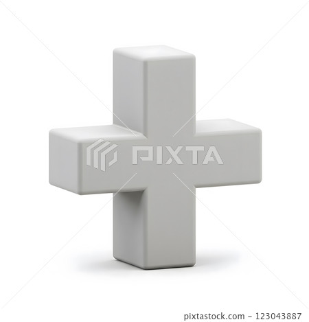 3D White Plus Symbol Isolated on White Background 123043887