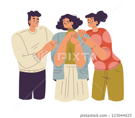 Unwanted Hugs with Woman Feel Annoyed from Unwelcome Awkward Touch of Man Vector Illustration Unwanted Hugs with Woman Feel Annoyed from Unwelcome Awkward Touch of Man Vector Illustration 123044025