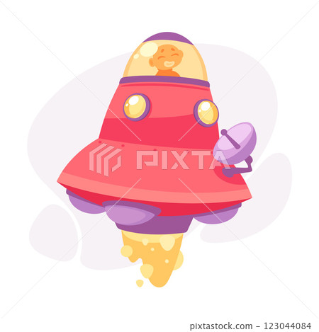 Alien Character Fly in Ufo Shuttle Vector Illustration Alien Character Fly in Ufo Shuttle Vector Illustration 123044084