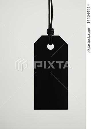 Blank empty mockup of tag label. paper black tag label or sticker 123044414