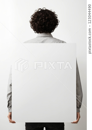 guy holding empty blank. Man and Blank picture frame guy holding empty blank. Man and Blank picture frame 123044490