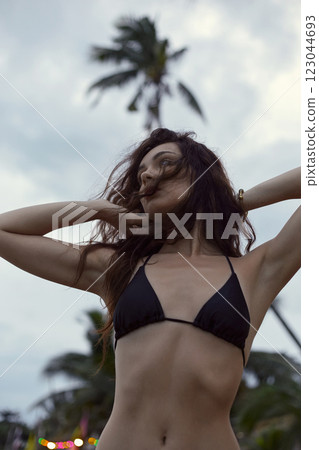 Beautiful young woman on the beach. sensual pretty Sexy girl in Bikini Beautiful young woman on the beach. sensual pretty Sexy girl in Bikini 123044693