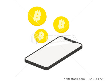 智慧型手機和比特幣圖示向量插圖 智慧型手機和比特幣圖示向量插圖 123044723