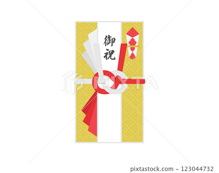 金色禮品信封上的插圖，上面寫著“恭喜” 123044732