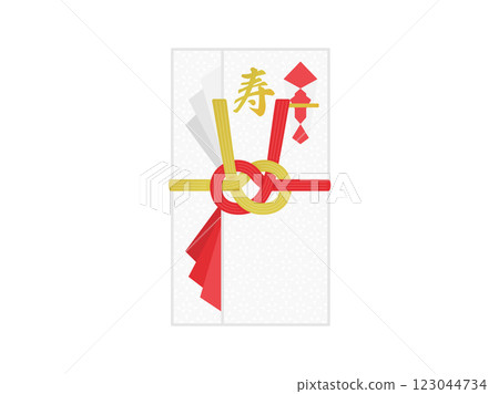 Illustration of a gift envelope with the word "ju" written on it 123044734