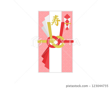 Illustration of a pink gift envelope with the word "ju" written on it 123044735