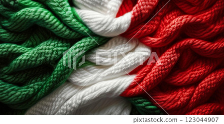 Close-up of a Wavy Fabric Background with the Colors of the Italian Flag - Generative Ai Close-up of a Wavy Fabric Background with the Colors of the Italian Flag - Generative Ai 123044907