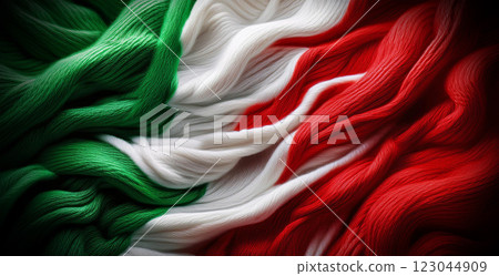 Close-up of a Wavy Fabric Background with the Colors of the Italian Flag - Generative Ai Close-up of a Wavy Fabric Background with the Colors of the Italian Flag - Generative Ai 123044909