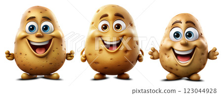 Cartoon Character of a Smiling Potato Isolated on White Background - Generative Ai Cartoon Character of a Smiling Potato Isolated on White Background - Generative Ai 123044928