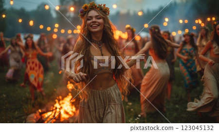 Summer solstice holiday or festival. 123045132