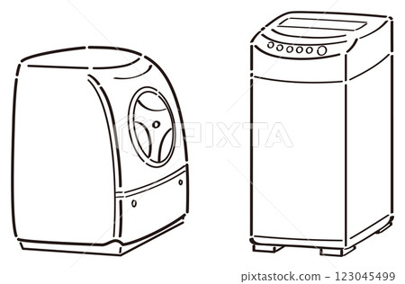 Drum type washing machine / vertical washing machine illustration line drawing 123045499