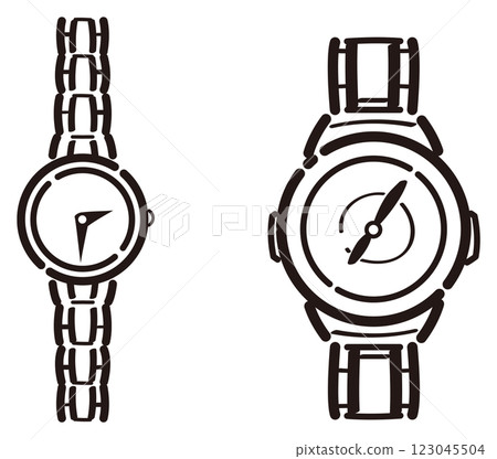 Wristwatch illustration line drawing Wristwatch illustration line drawing 123045504