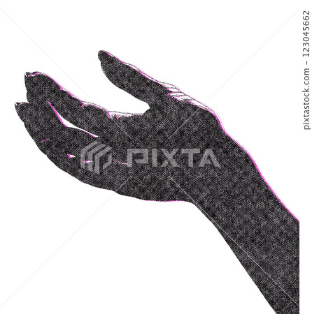 Women Hands Illustration with Risograph Overprint and Retro Texture on White Background Women Hands Illustration with Risograph Overprint and Retro Texture on White Background 123045662