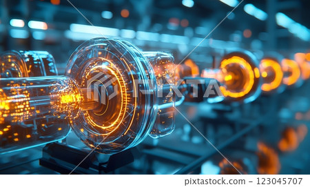 Futuristic engine production line 123045707