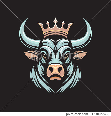 Regal Bull with Crown, A Symbol of Strength and Royalty Regal Bull with Crown, A Symbol of Strength and Royalty 123045822